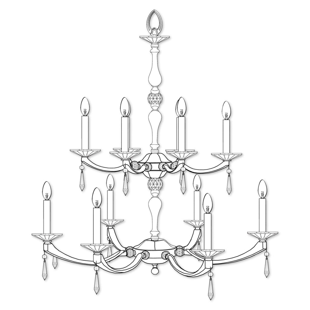 American Brass &amp; Crystal Kensington 12 Light Chandelier