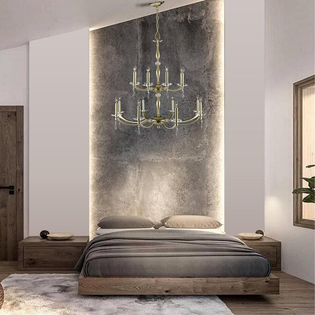 American Brass &amp; Crystal Kensington 16 Light Chandelier