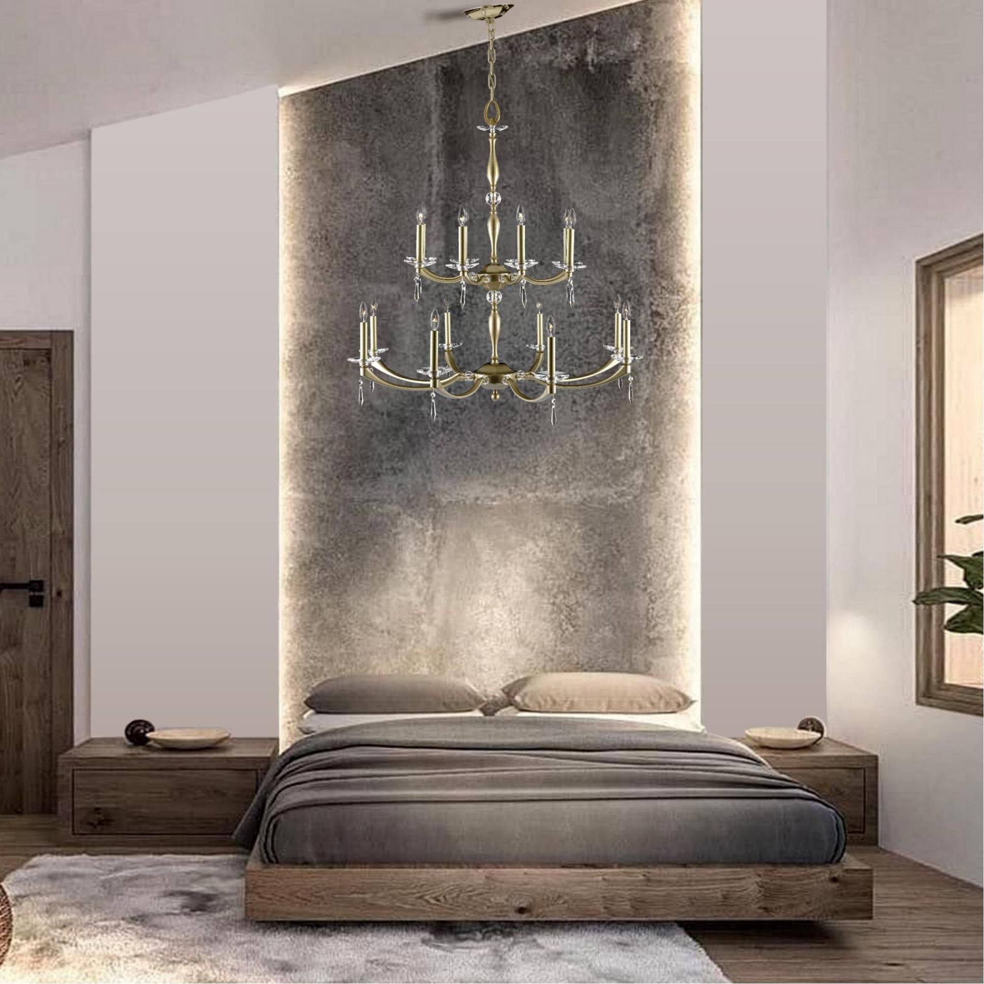 American Brass &amp; Crystal Kensington 16 Light Chandelier