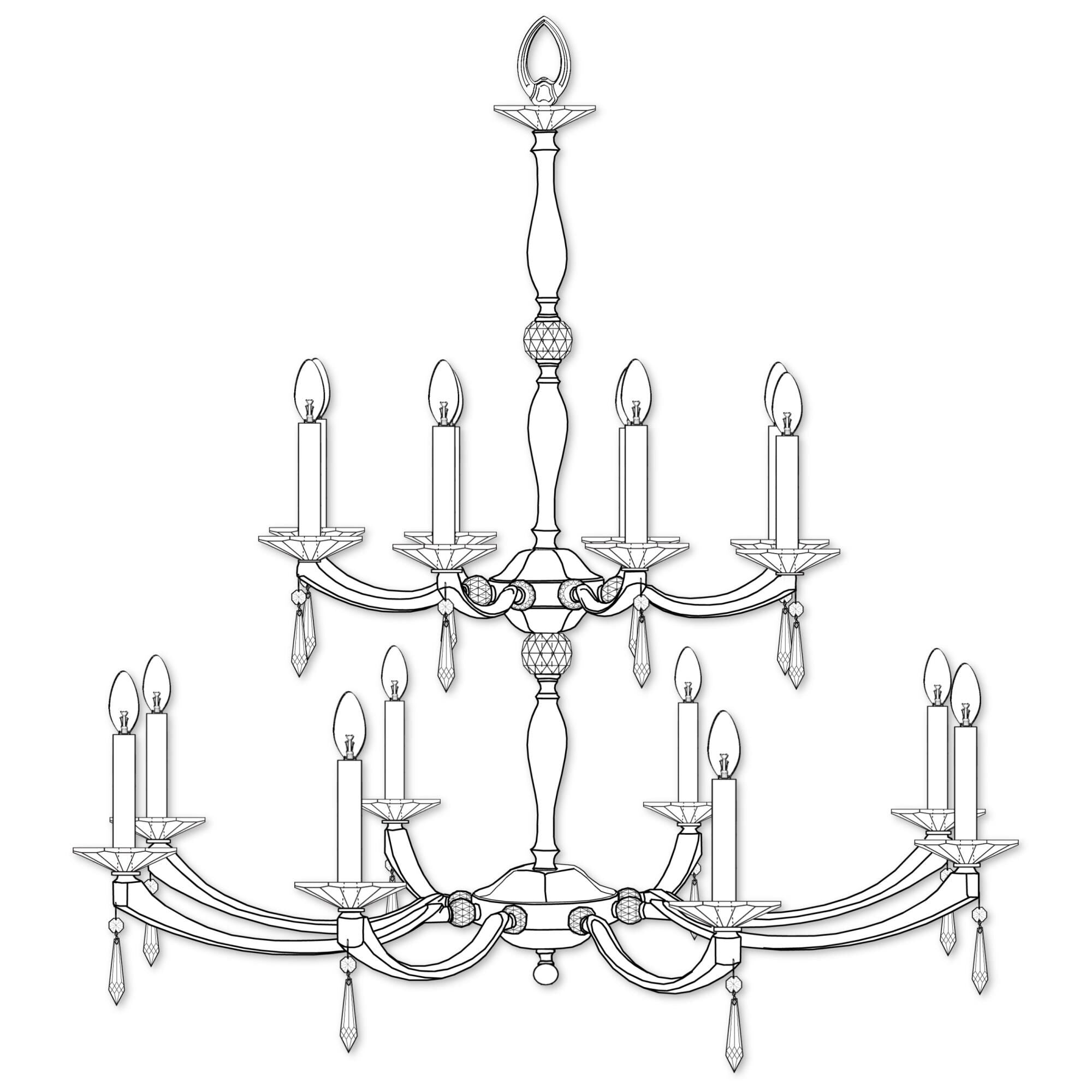 American Brass &amp; Crystal Kensington 16 Light Chandelier