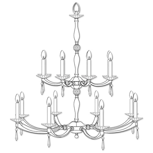 American Brass &amp; Crystal Kensington 16 Light Chandelier