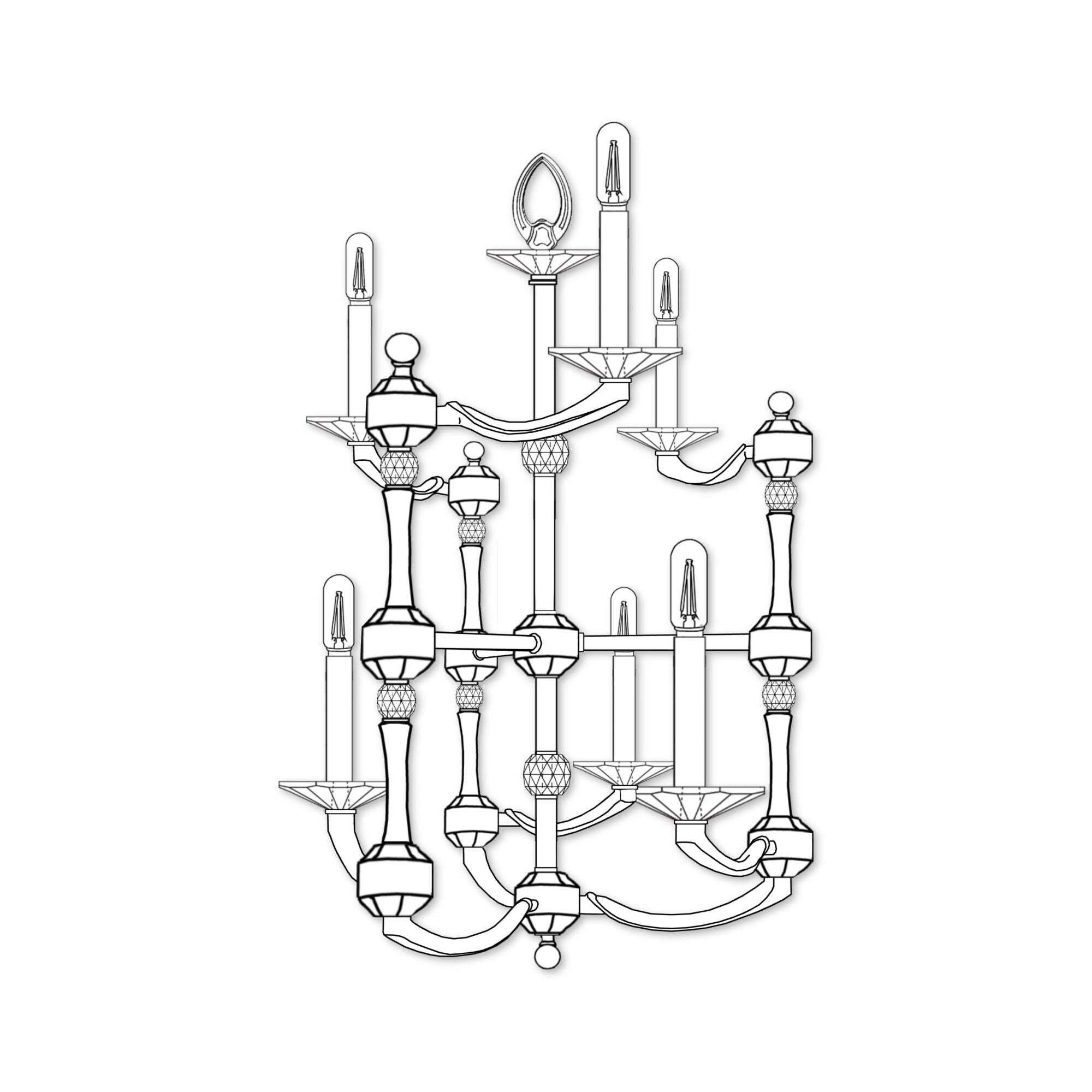 American Brass &amp; Crystal Kensington Helix 6 Light Mini Chandelier