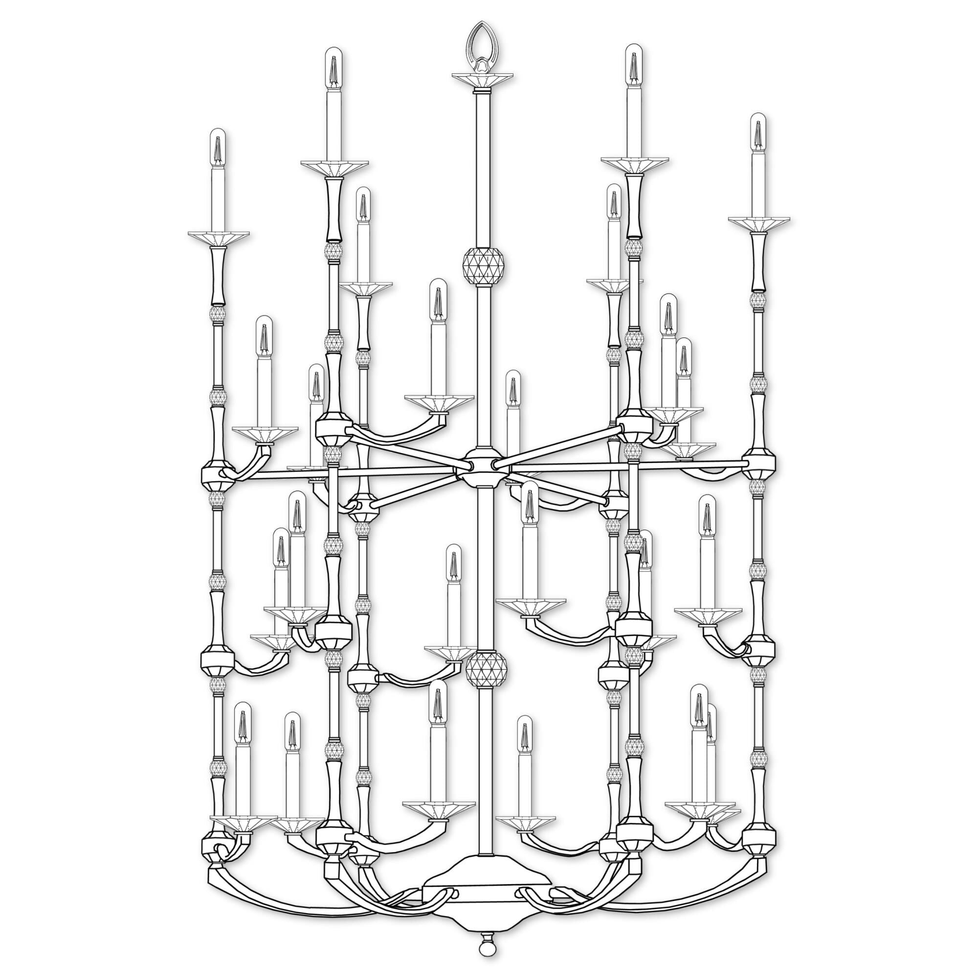 American Brass &amp; Crystal Kensington Helix 24 Light Chandelier