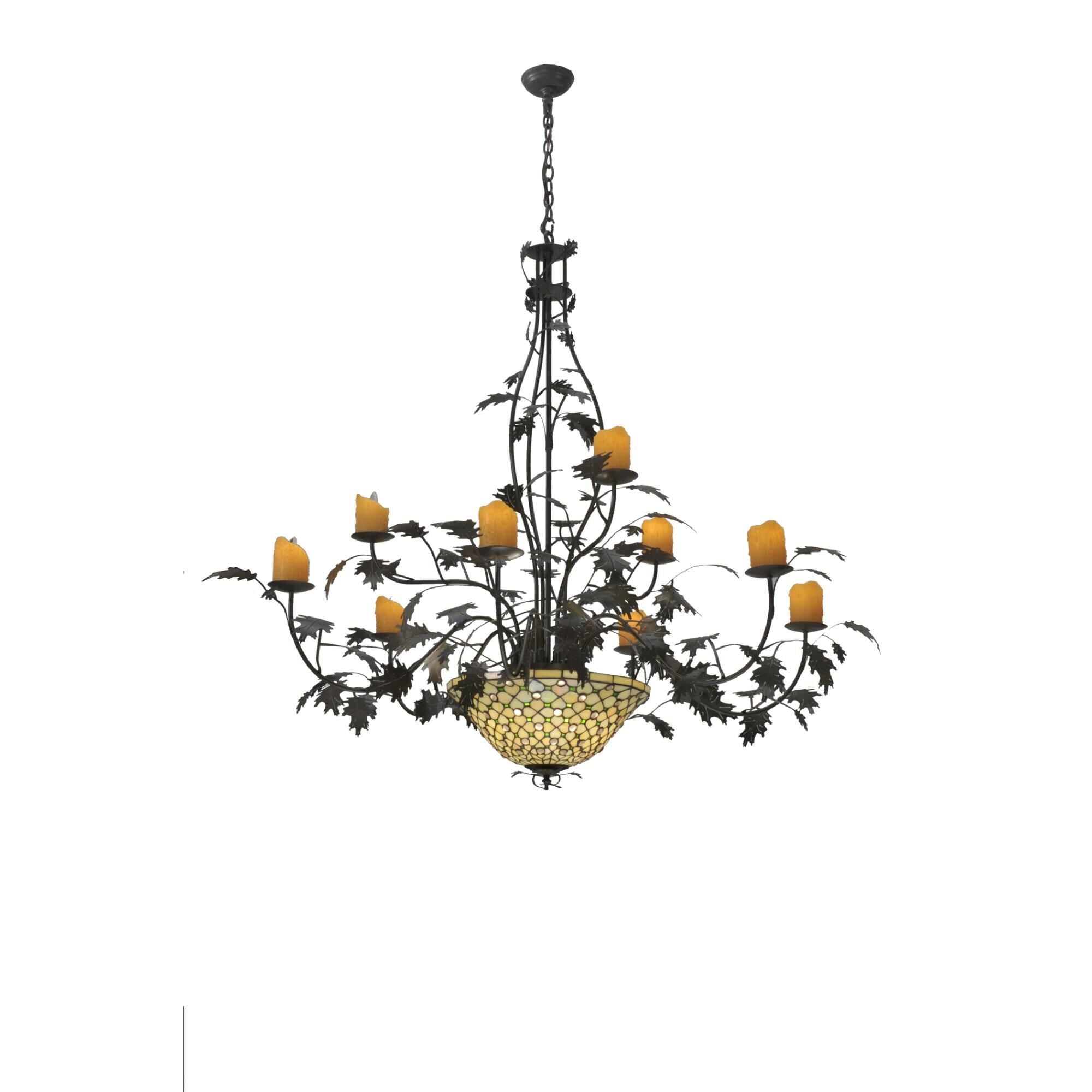 Diamond And Jewel Oak Leaf 63 Inch 9 Light Chandelier