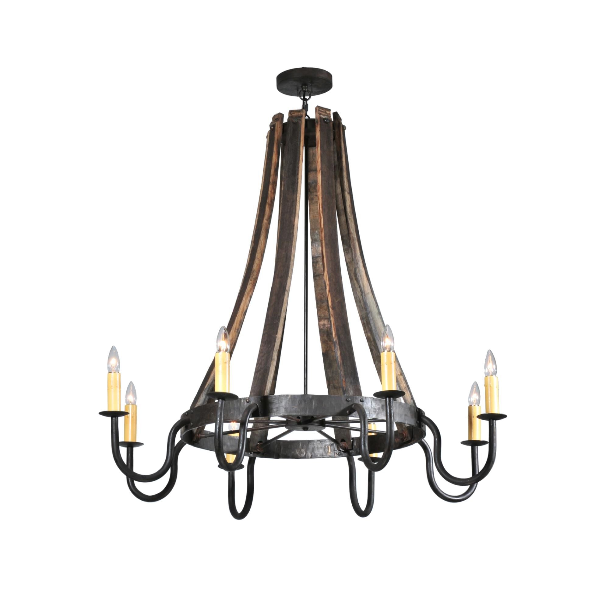 Barrel Stave 43 Inch 8 Light Chandelier