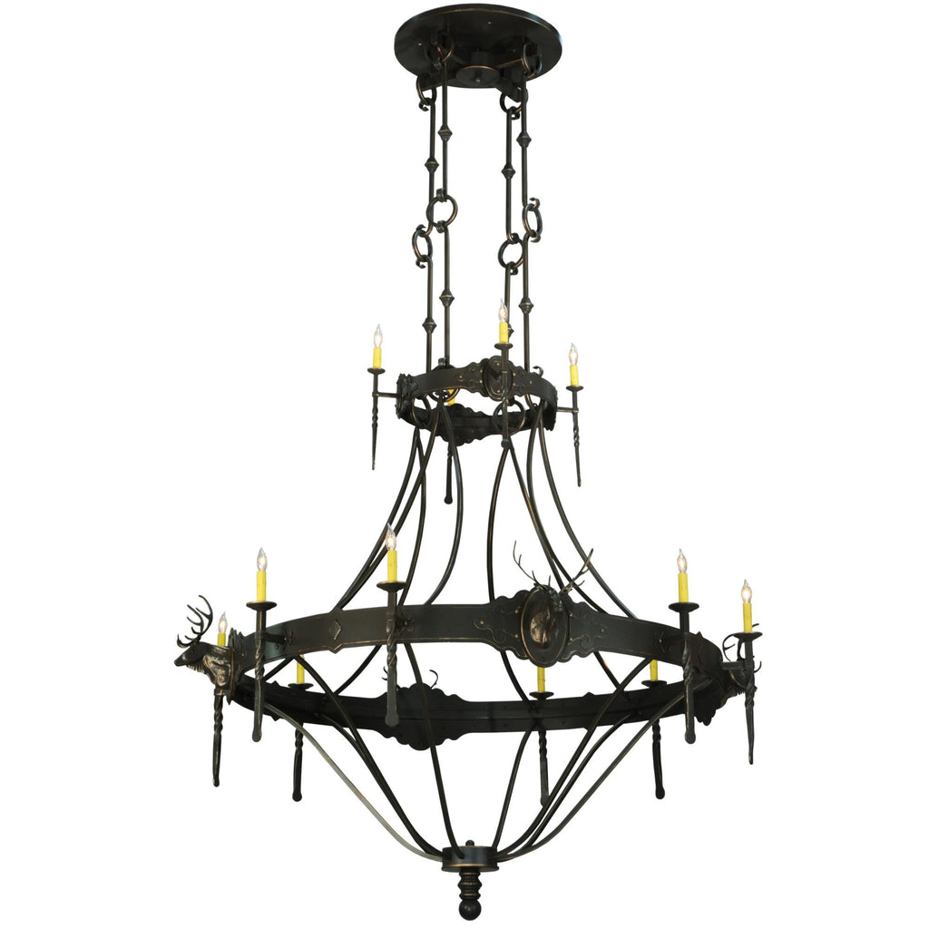 Stag 66 Inch 12 Light Chandelier