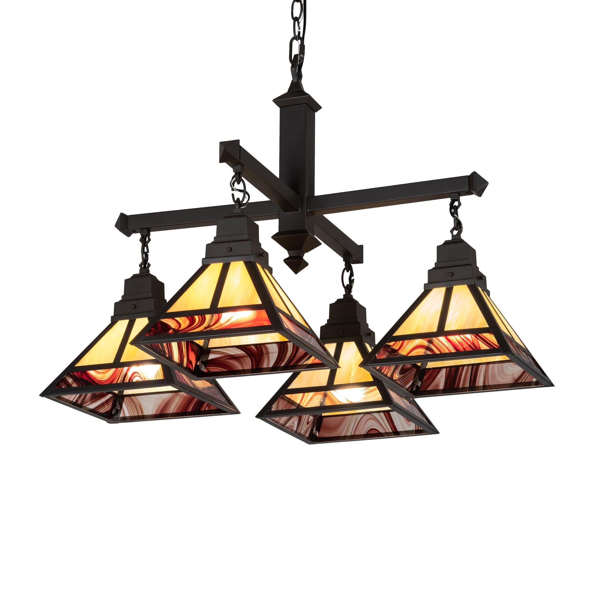 T" Mission" 42 Inch 2 Light Chandelier