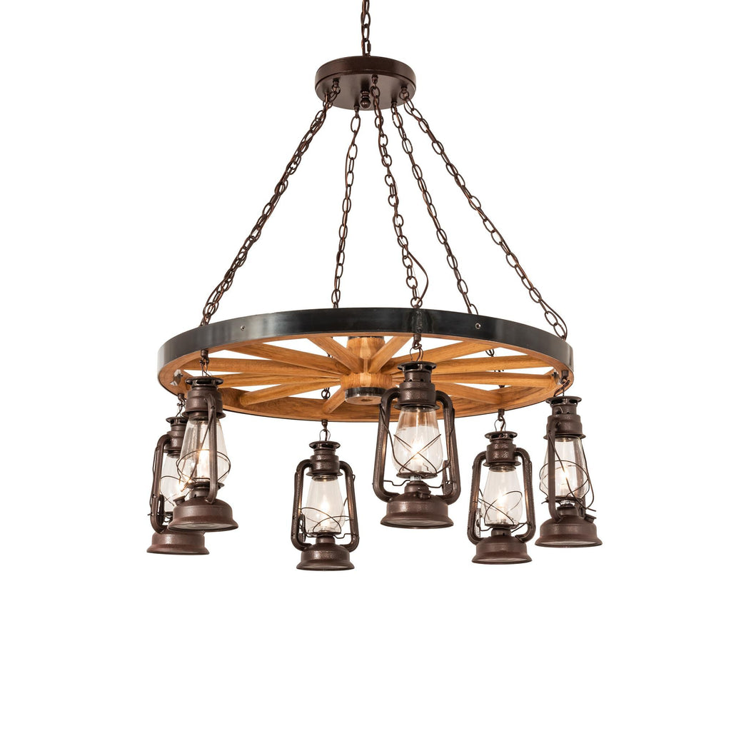 Miners Lantern 40 Inch 6 Light Chandelier
