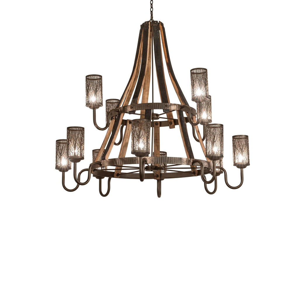 Barrel Stave 60 Inch 12 Light Chandelier