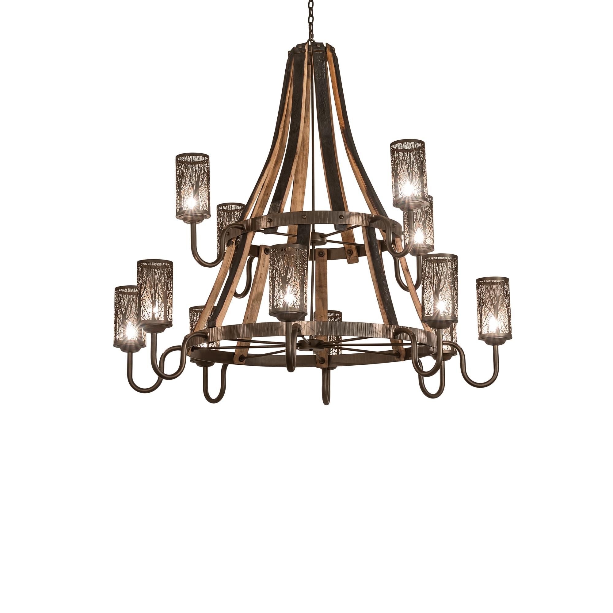 Barrel Stave 60 Inch 12 Light Chandelier