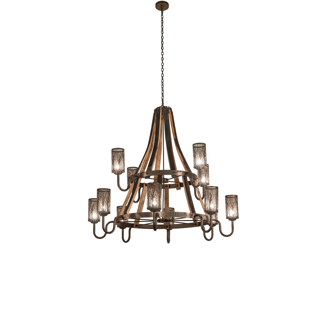 Barrel Stave 60 Inch 12 Light Chandelier