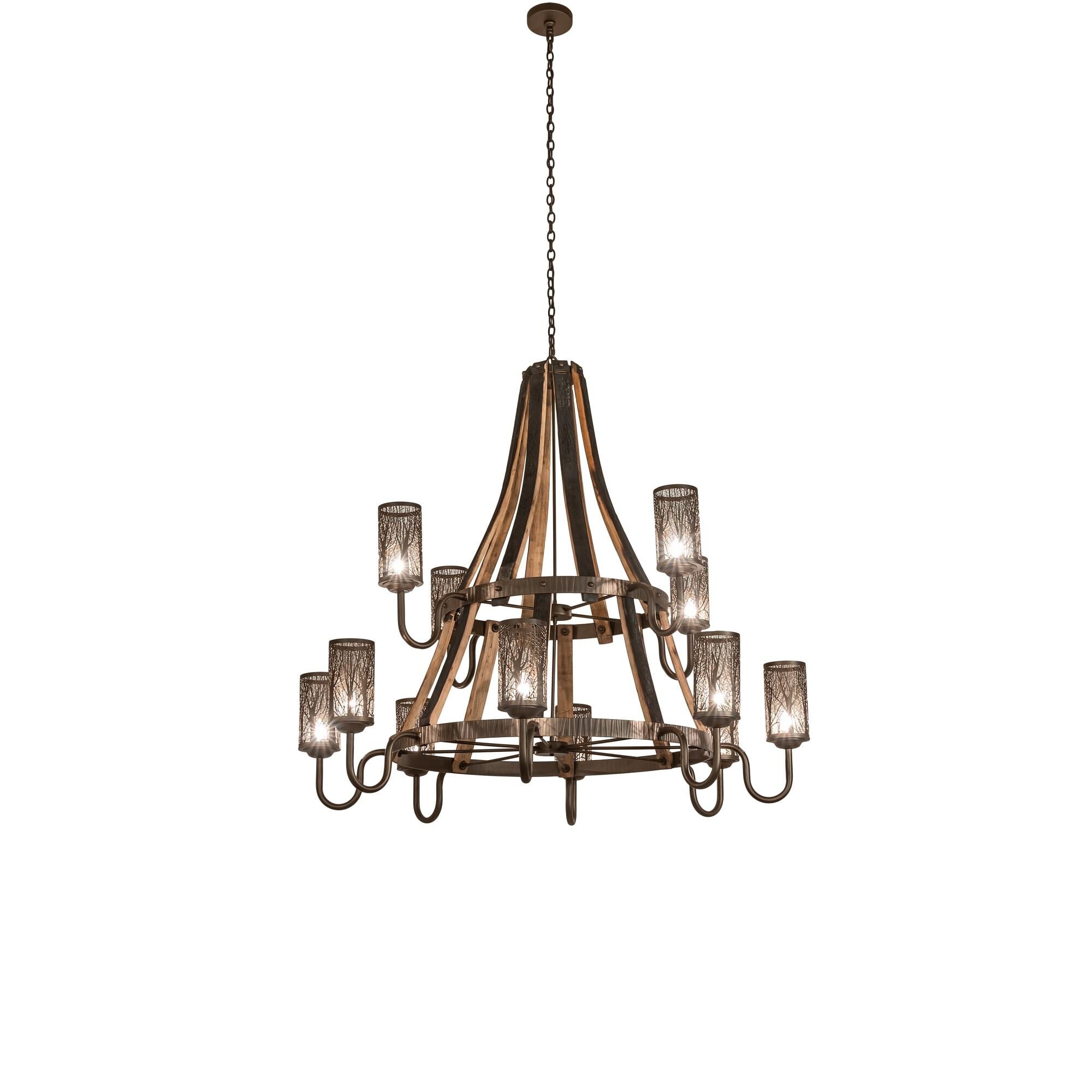 Barrel Stave 60 Inch 12 Light Chandelier