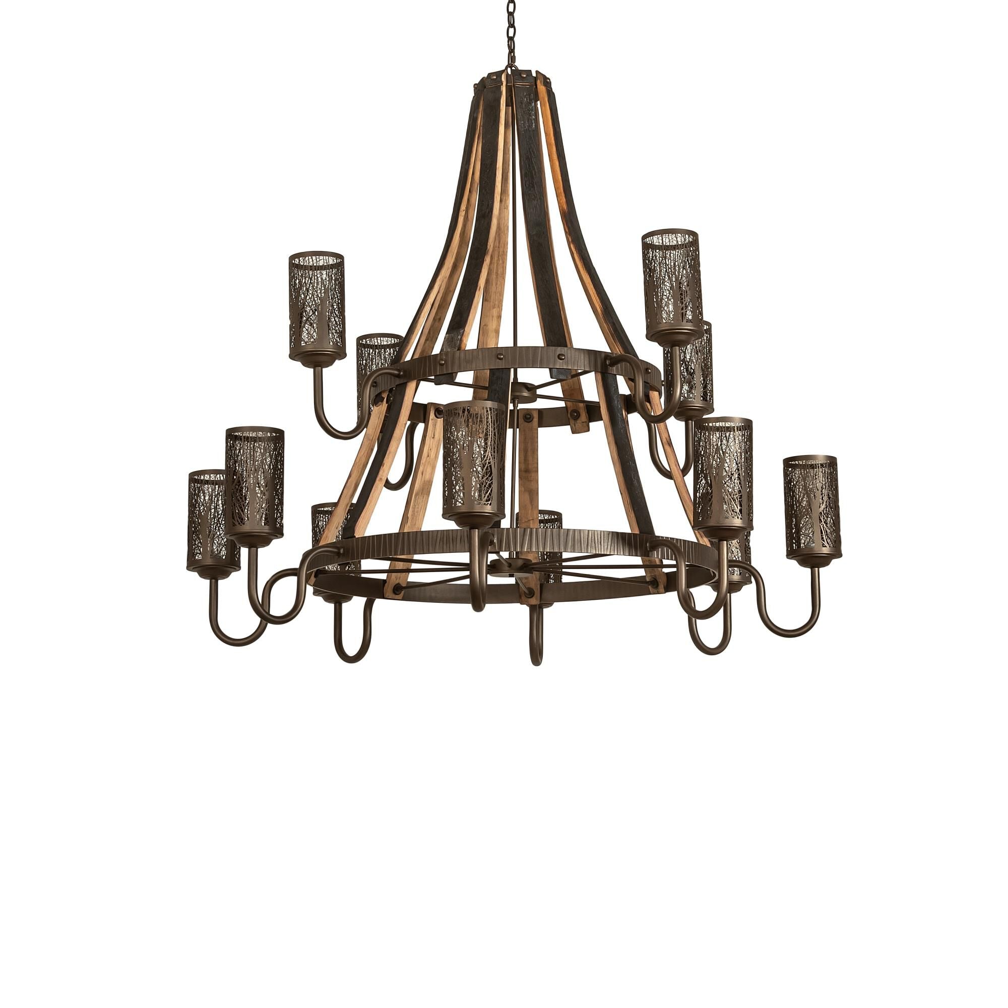 Barrel Stave 60 Inch 12 Light Chandelier