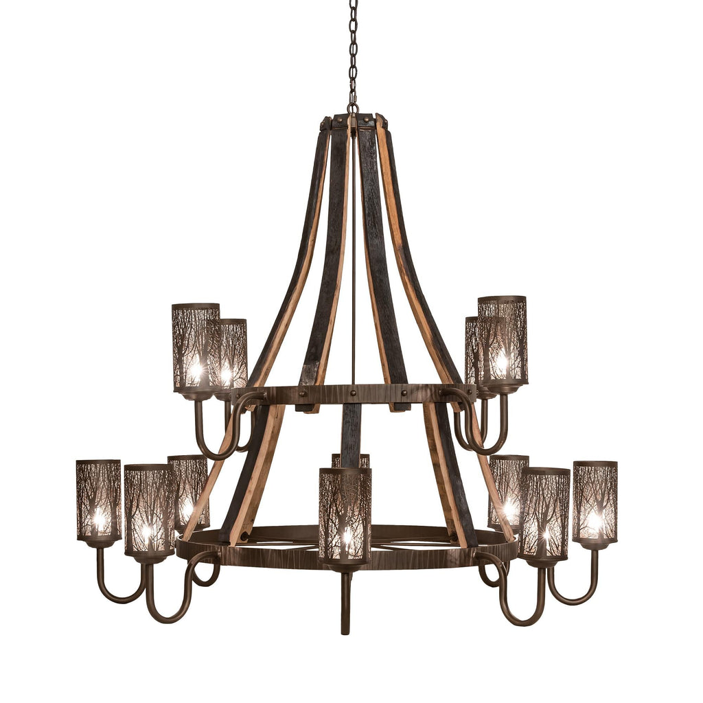 Barrel Stave 60 Inch 12 Light Chandelier