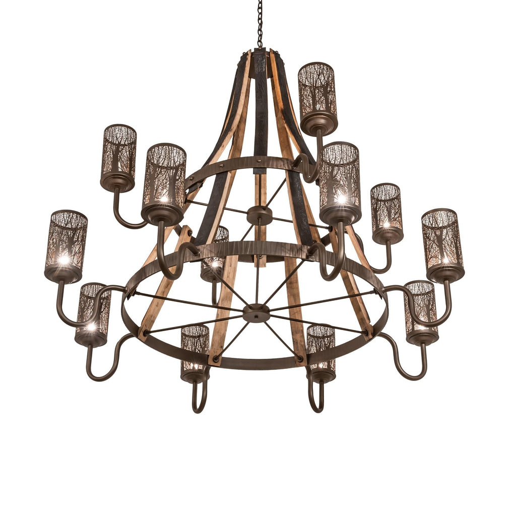 Barrel Stave 60 Inch 12 Light Chandelier