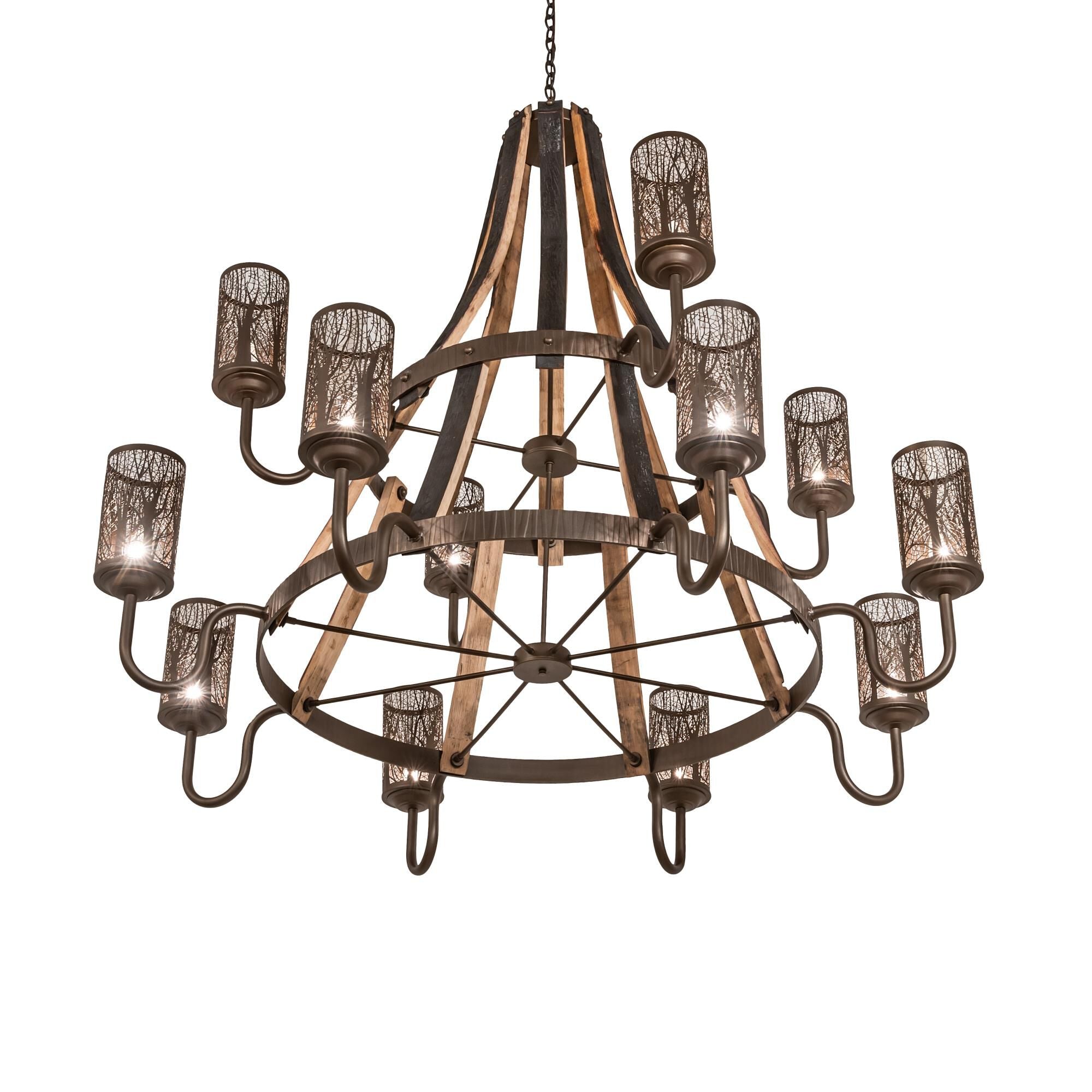 Barrel Stave 60 Inch 12 Light Chandelier