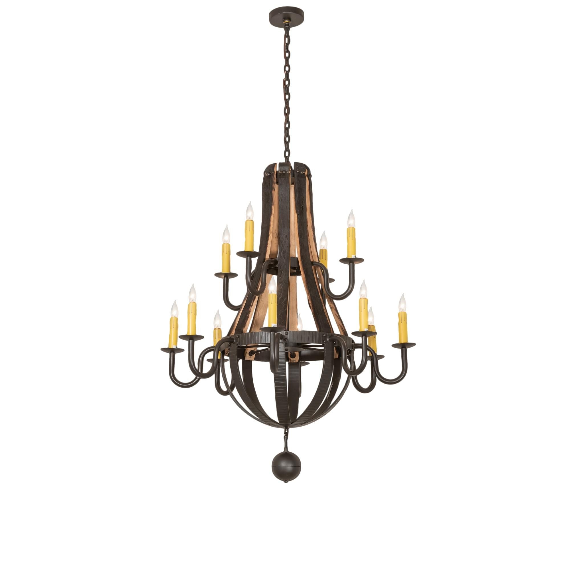 Barrel Stave 48 Inch 12 Light Chandelier