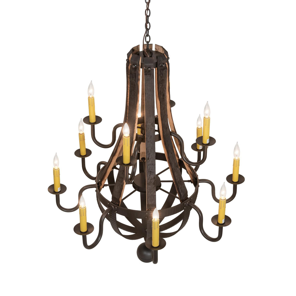 Barrel Stave 48 Inch 12 Light Chandelier