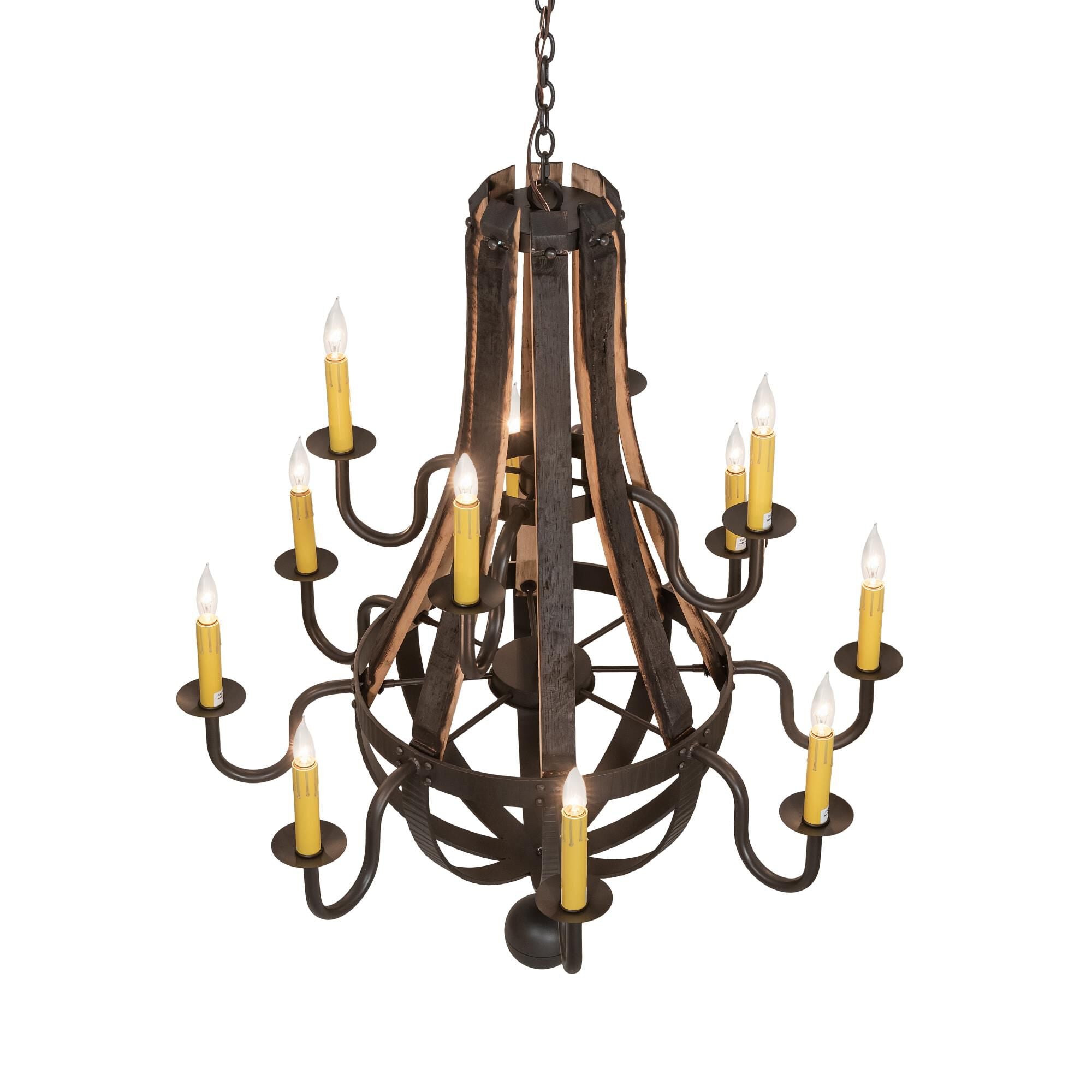 Barrel Stave 48 Inch 12 Light Chandelier