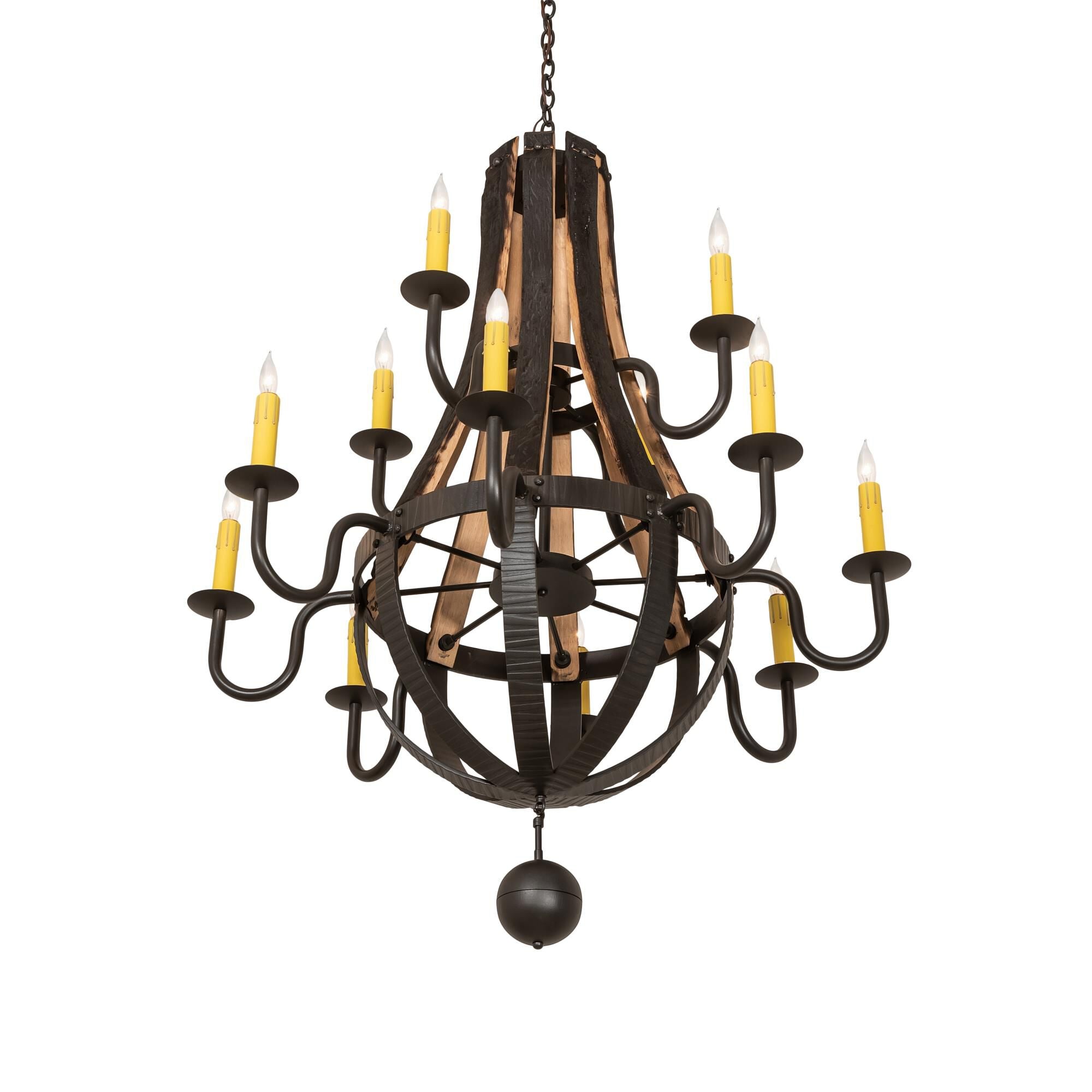 Barrel Stave 48 Inch 12 Light Chandelier