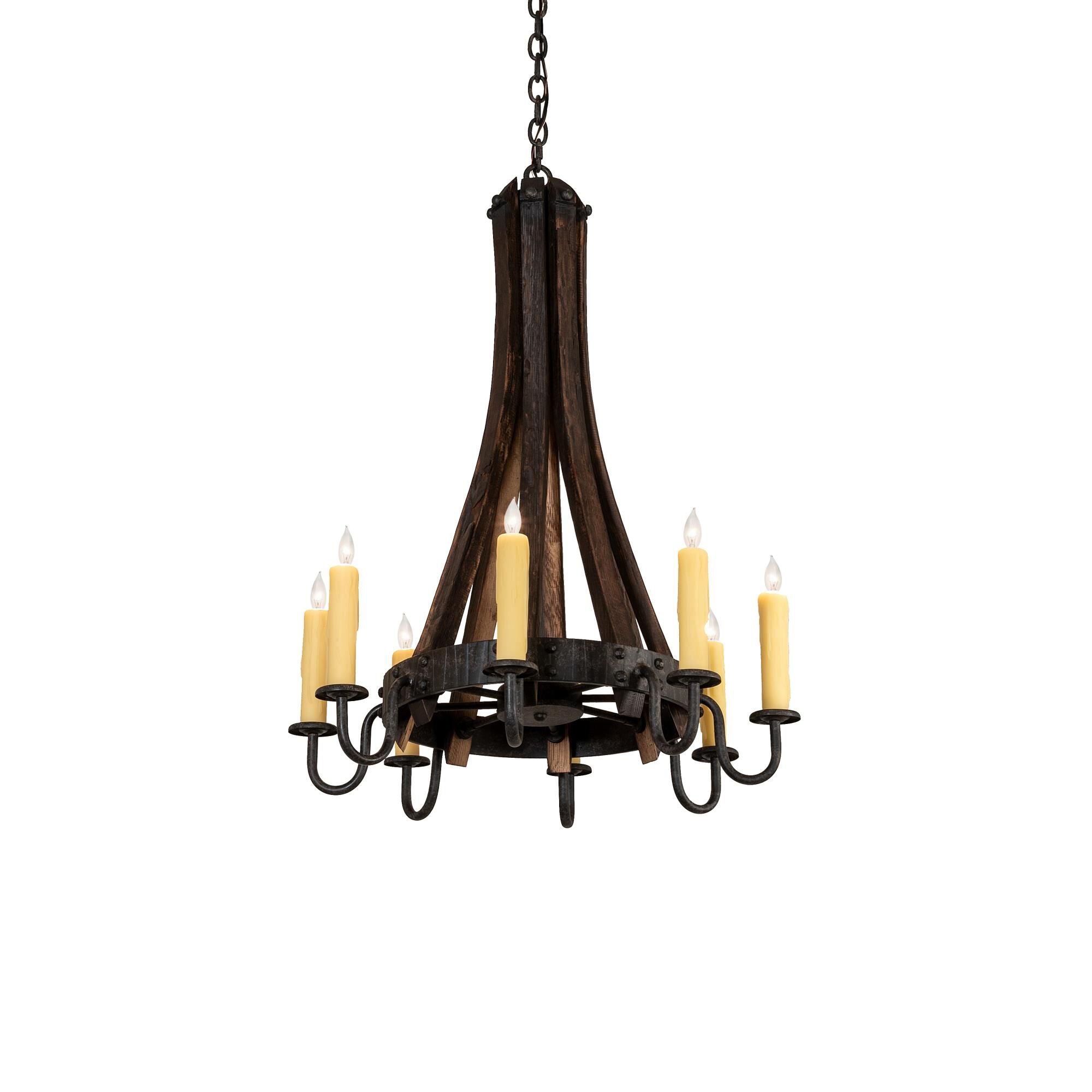 Barrel Stave 24 Inch 8 Light Chandelier