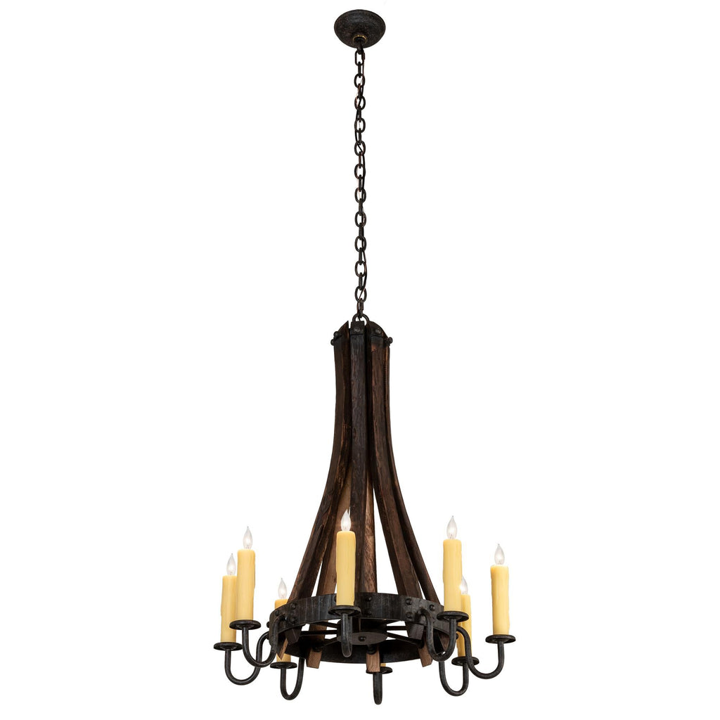 Barrel Stave 24 Inch 8 Light Chandelier