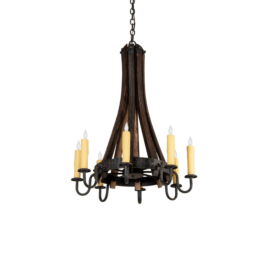 Barrel Stave 24 Inch 8 Light Chandelier