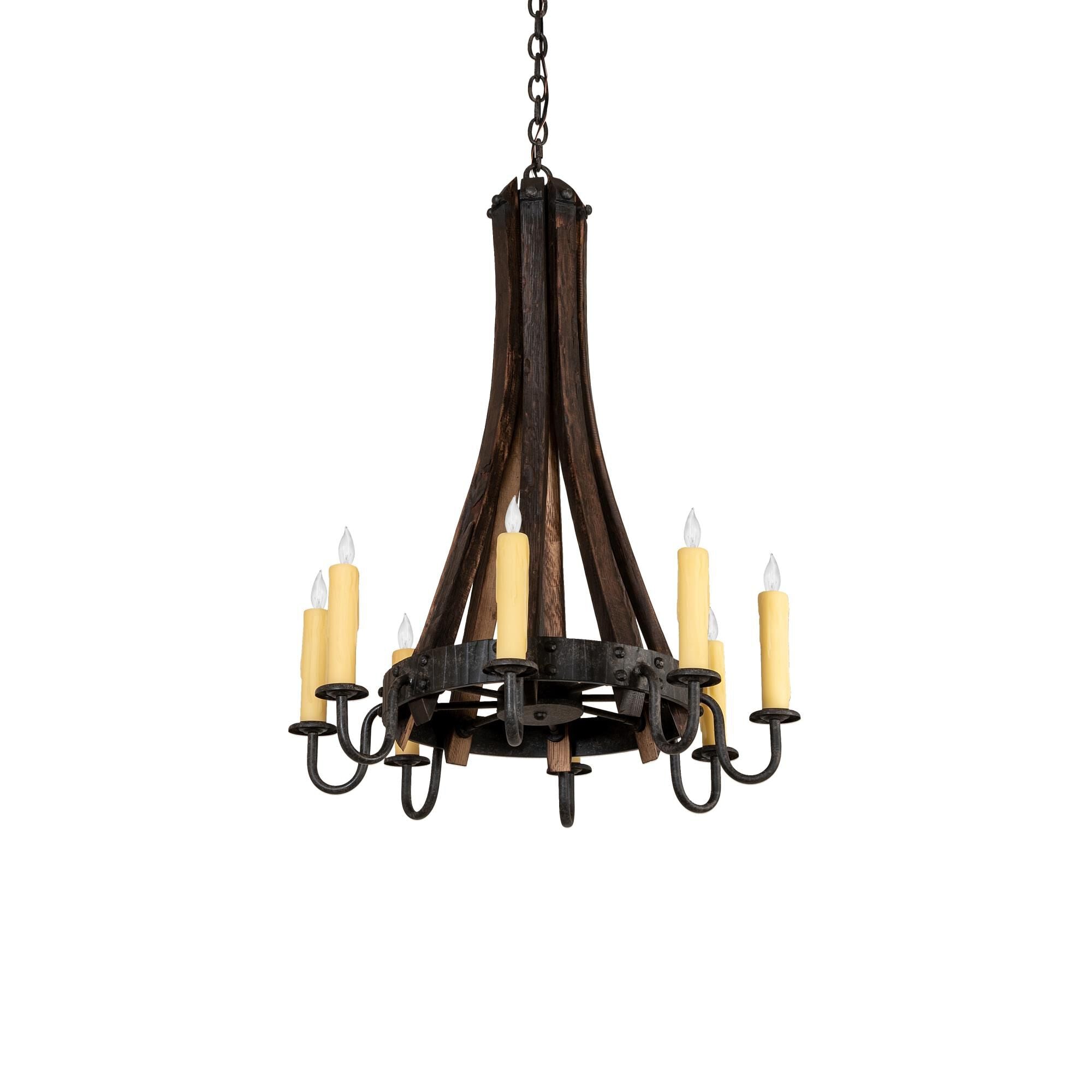 Barrel Stave 24 Inch 8 Light Chandelier