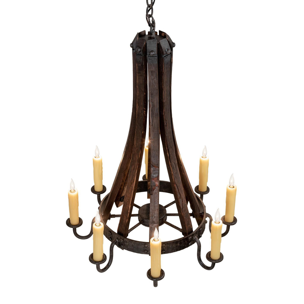 Barrel Stave 24 Inch 8 Light Chandelier