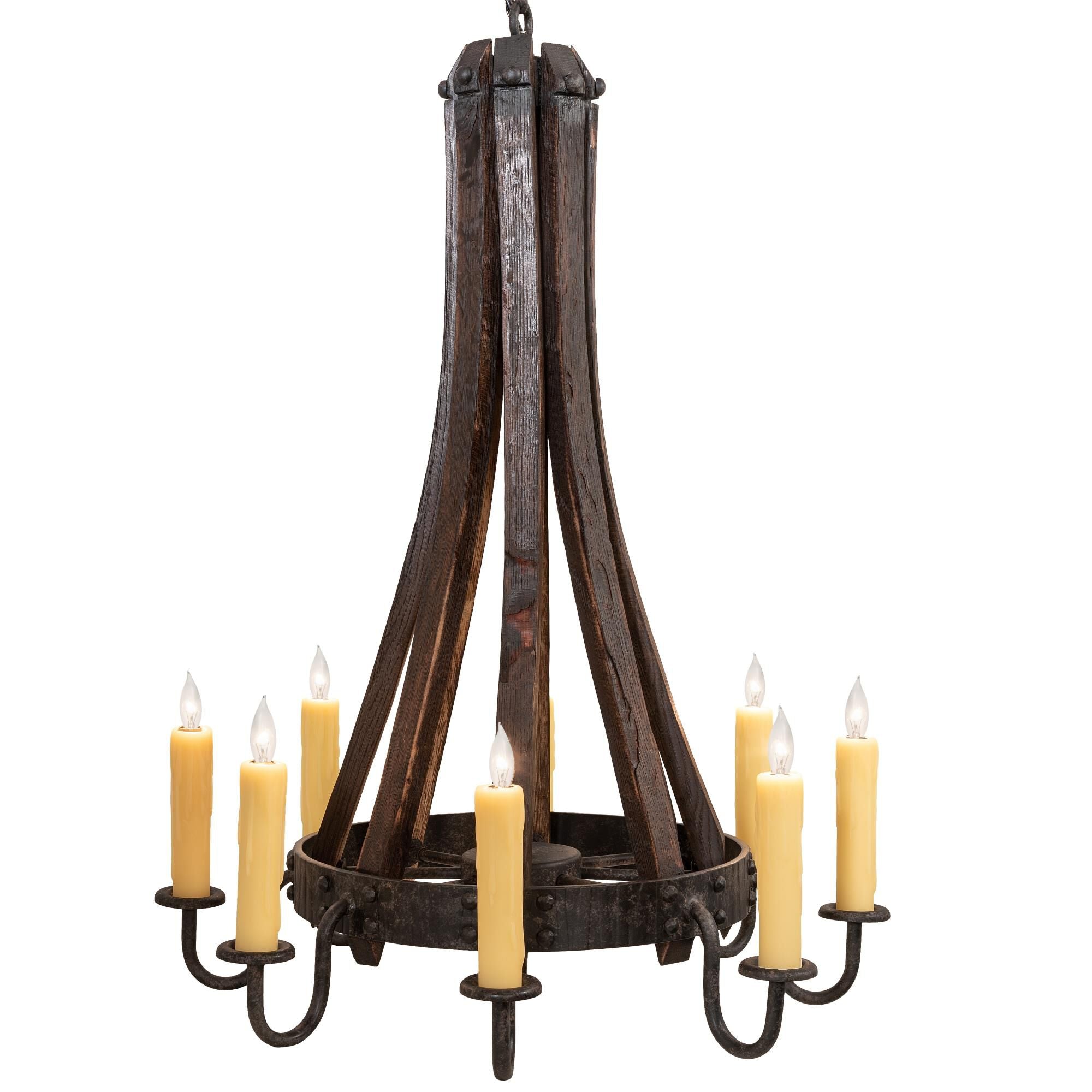 Barrel Stave 24 Inch 8 Light Chandelier