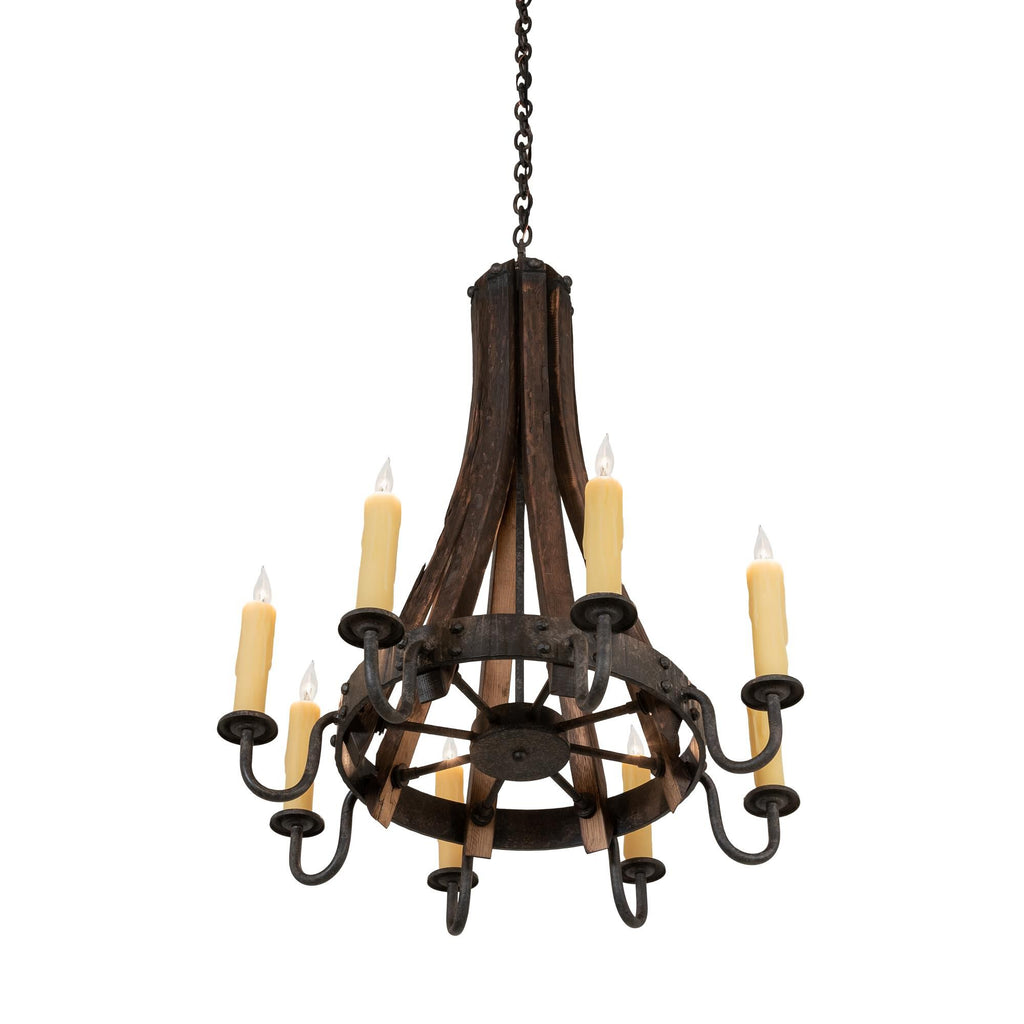 Barrel Stave 24 Inch 8 Light Chandelier