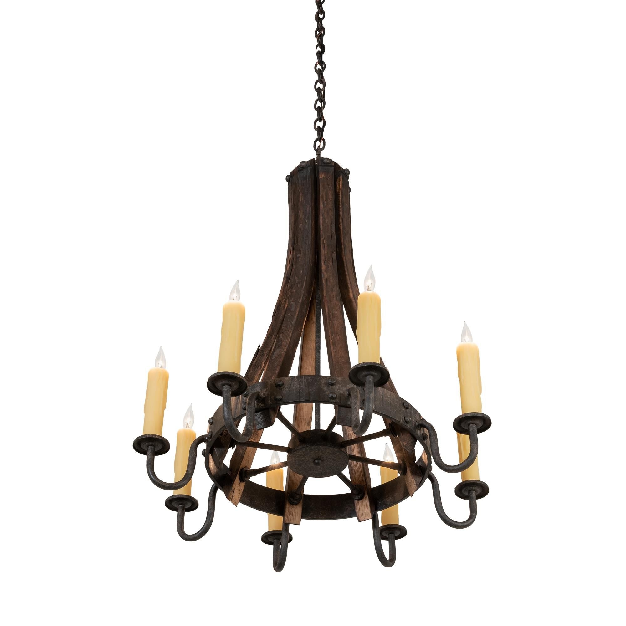 Barrel Stave 24 Inch 8 Light Chandelier