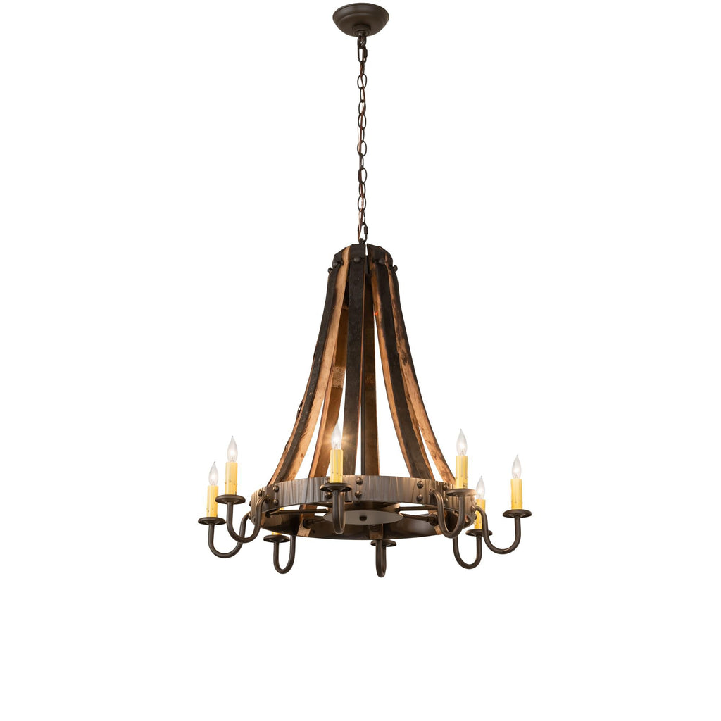 Barrel Stave 27 Inch 8 Light Chandelier