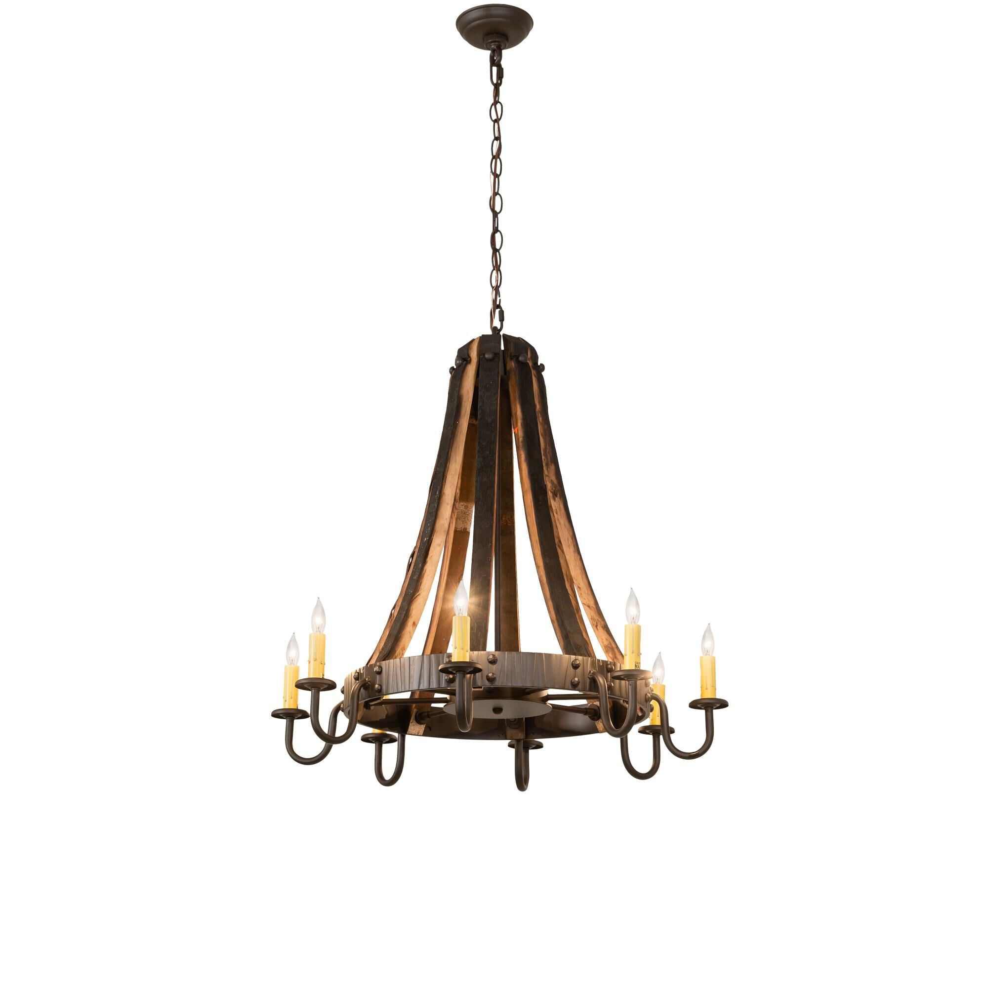 Barrel Stave 27 Inch 8 Light Chandelier