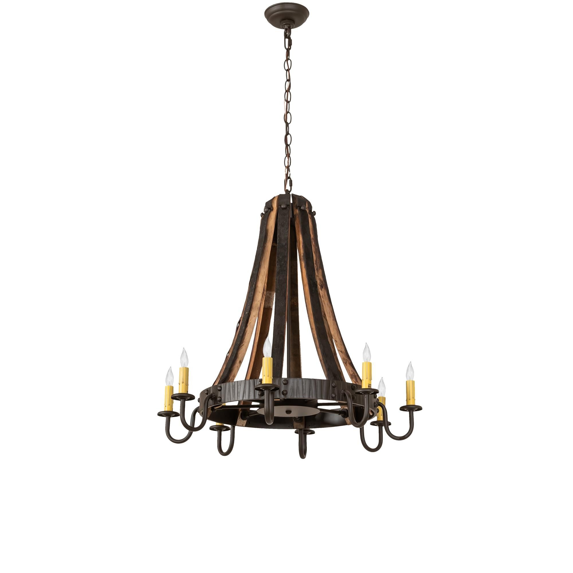 Barrel Stave 27 Inch 8 Light Chandelier