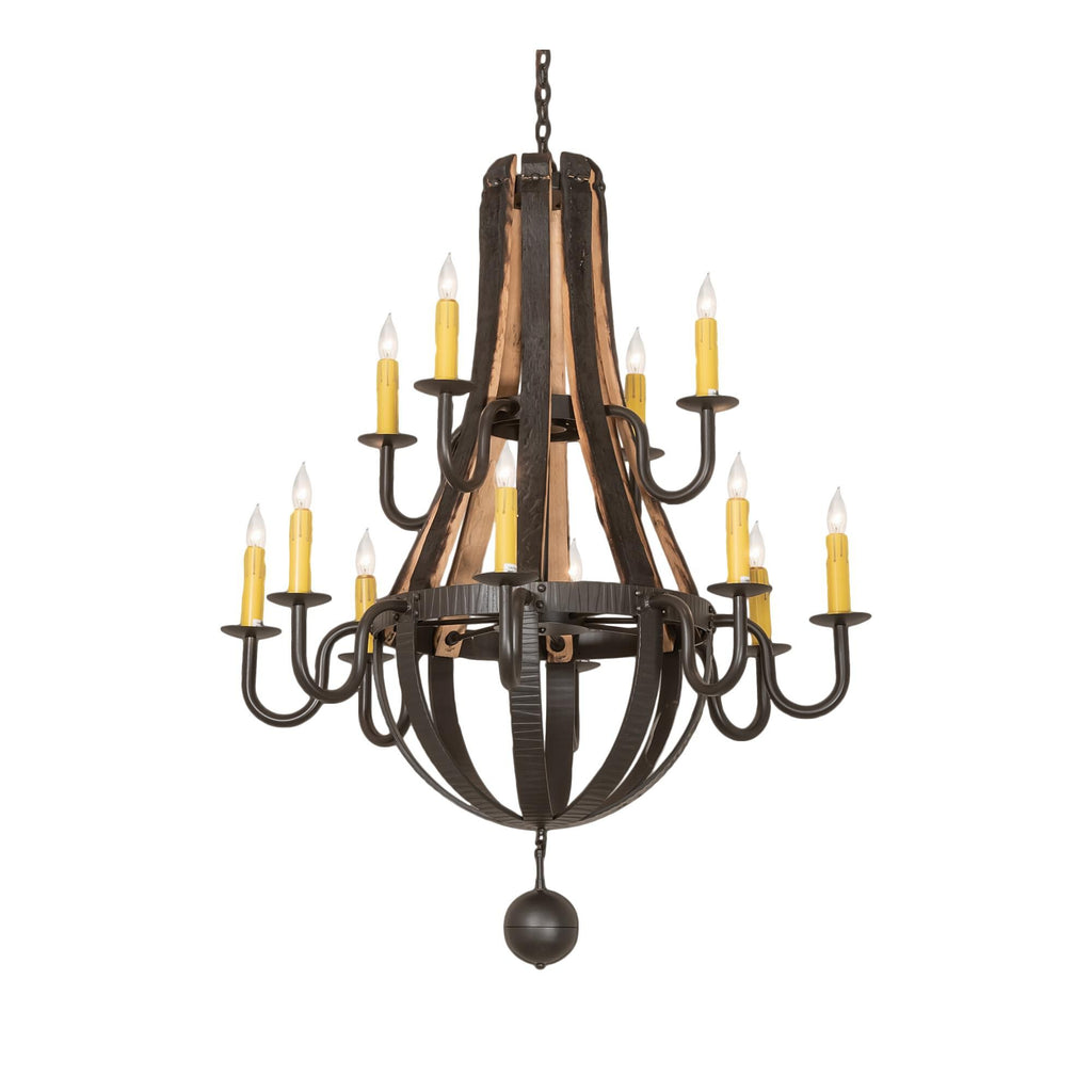Barrel Stave 44 Inch 12 Light Chandelier