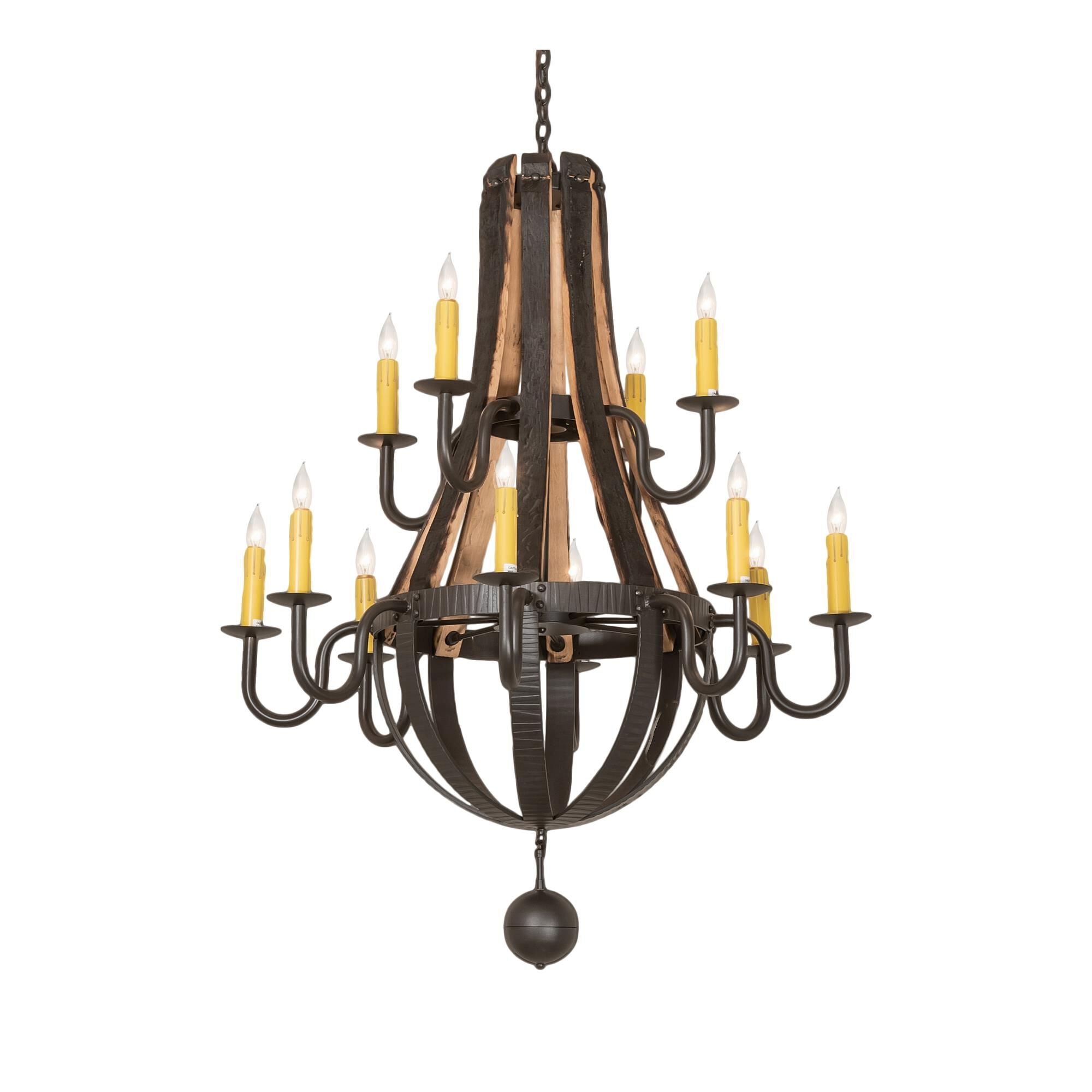 Barrel Stave 44 Inch 12 Light Chandelier