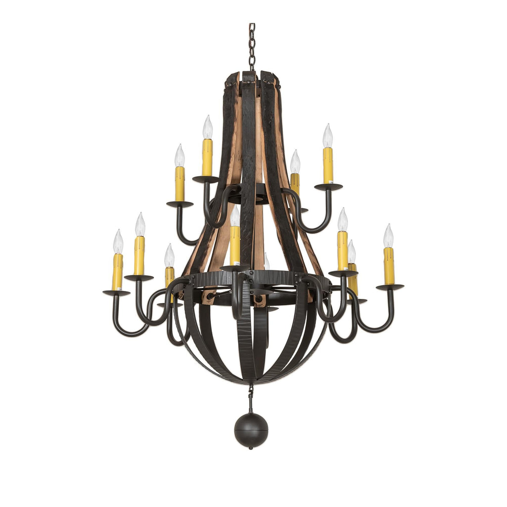 Barrel Stave 44 Inch 12 Light Chandelier