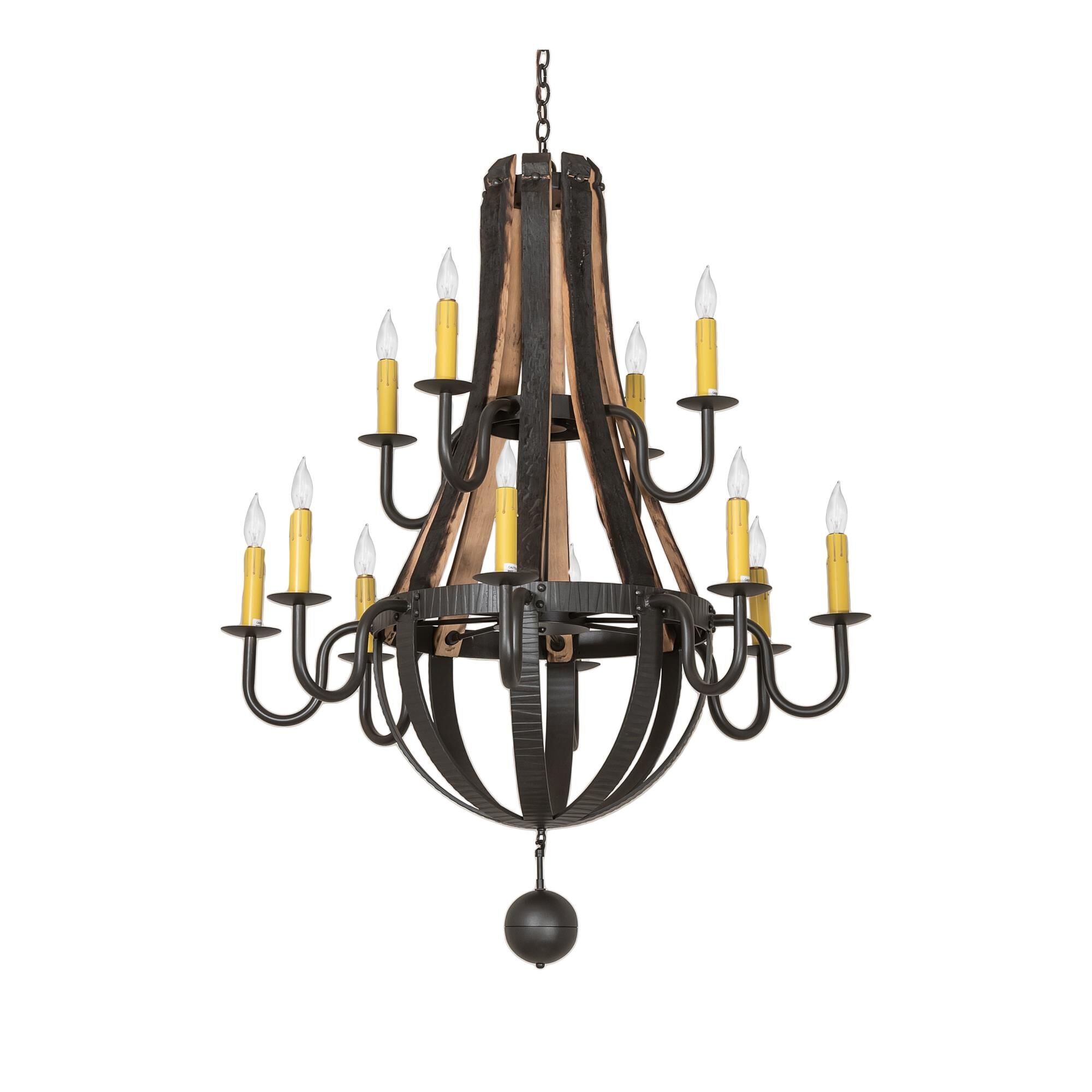 Barrel Stave 44 Inch 12 Light Chandelier