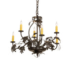 Oak Leaf and Acorn 28 Inch 6 Light Chandelier
