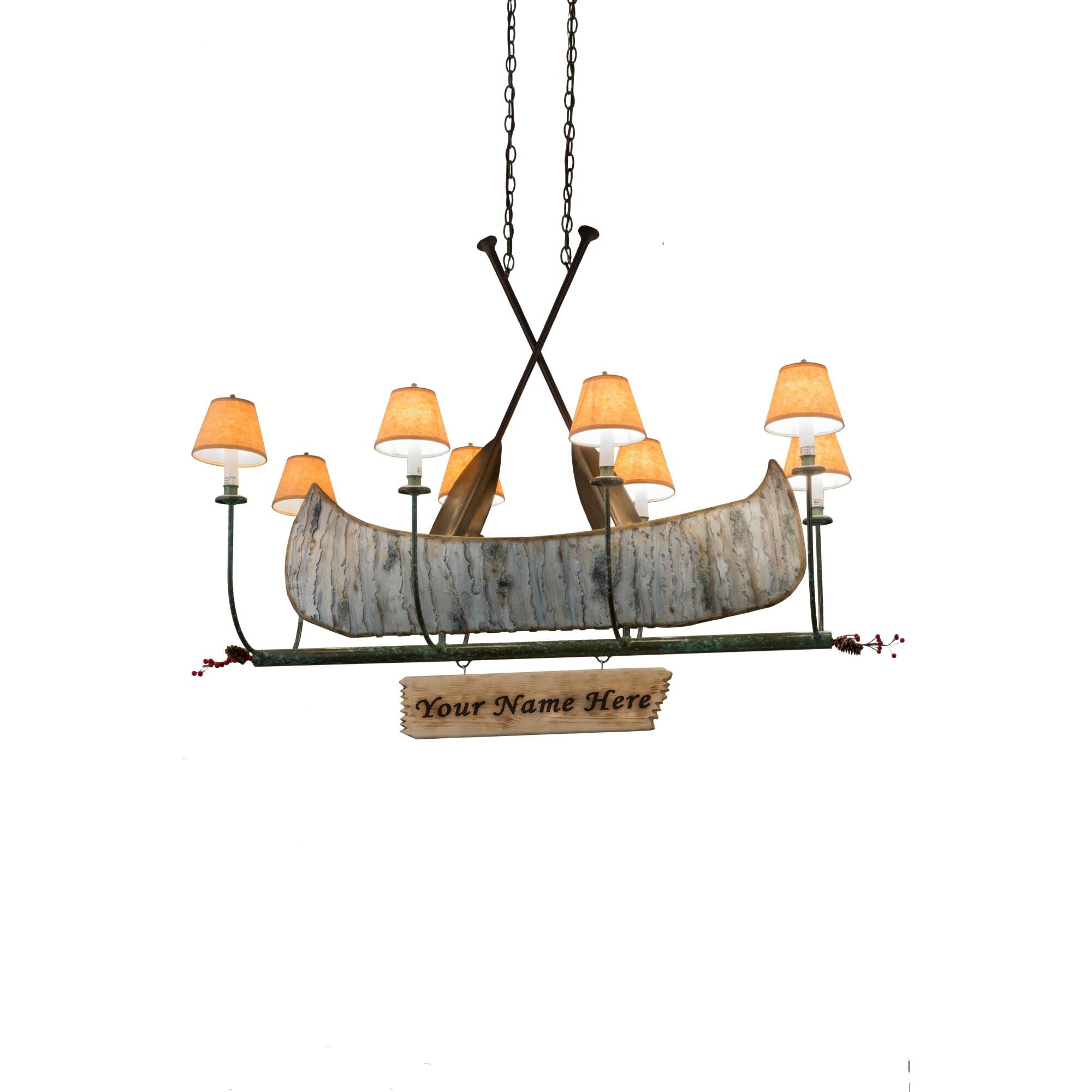 Personalized Canoe 48 Inch 8 Light Mini Chandelier