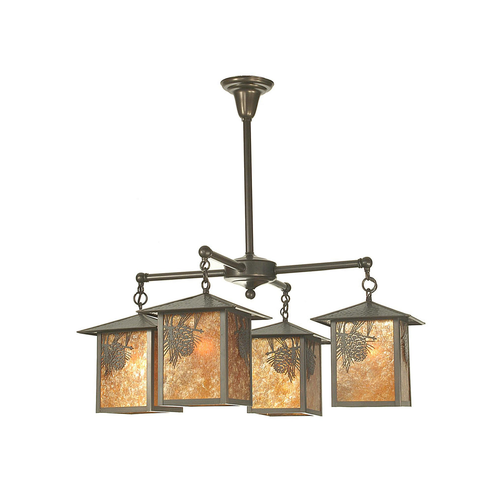 Seneca Winter Pine 31 Inch 4 Light Chandelier