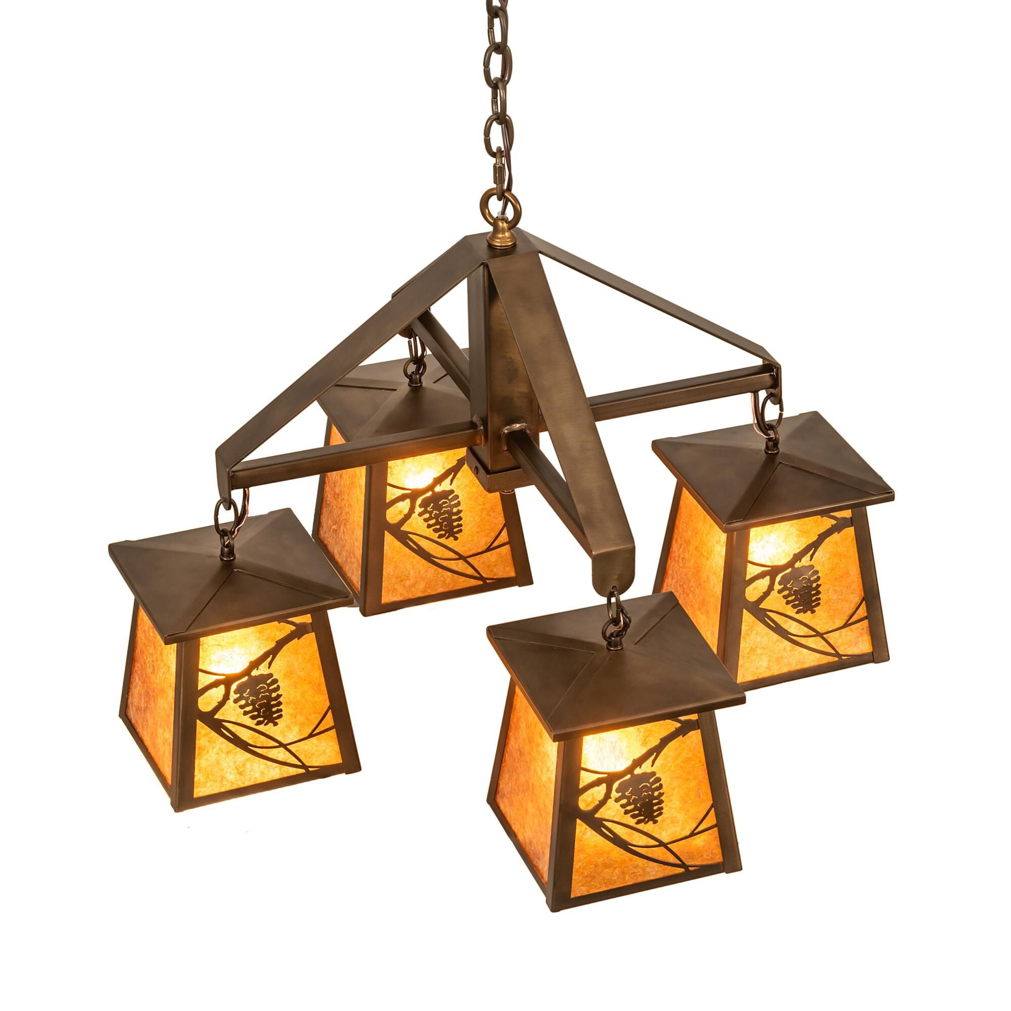 Whispering Pines 28 Inch 4 Light Chandelier