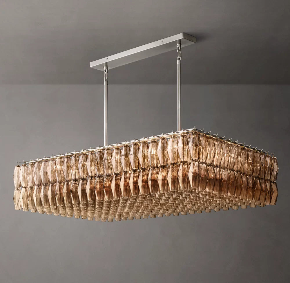 Chiara Smoke Glass Rectangular Chandelier 54"