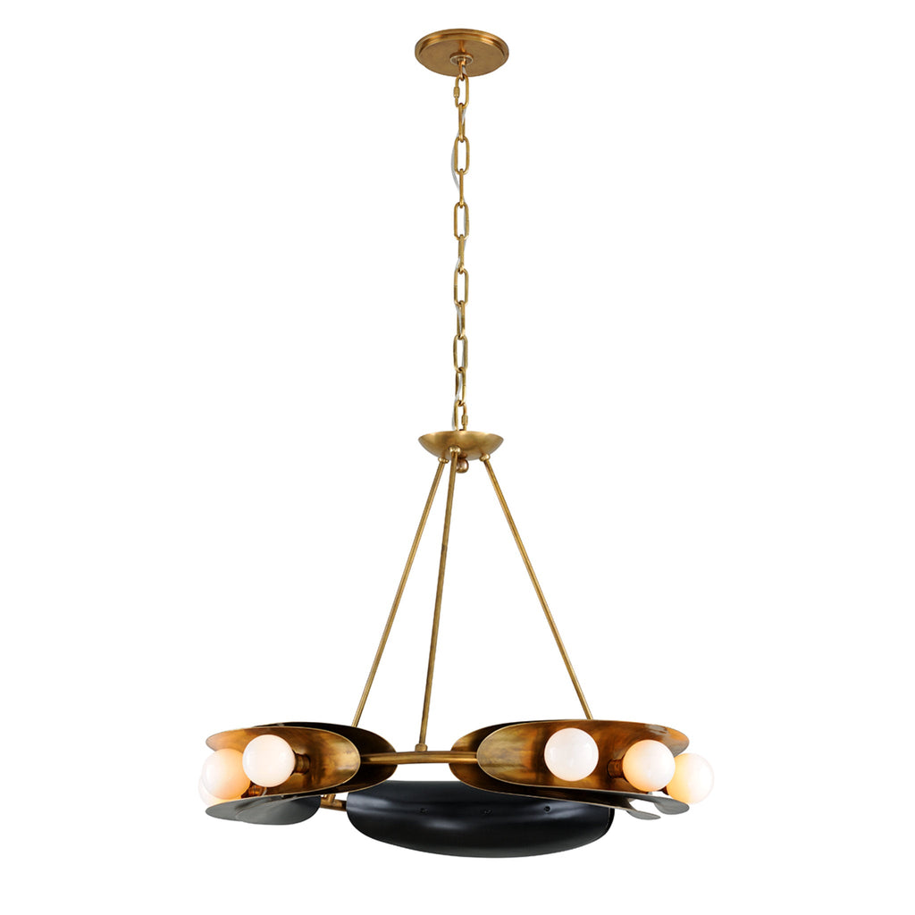 Hopper 9-Light Chandelier in Vintage Brass/Black Brass 32L x 32W x 25H