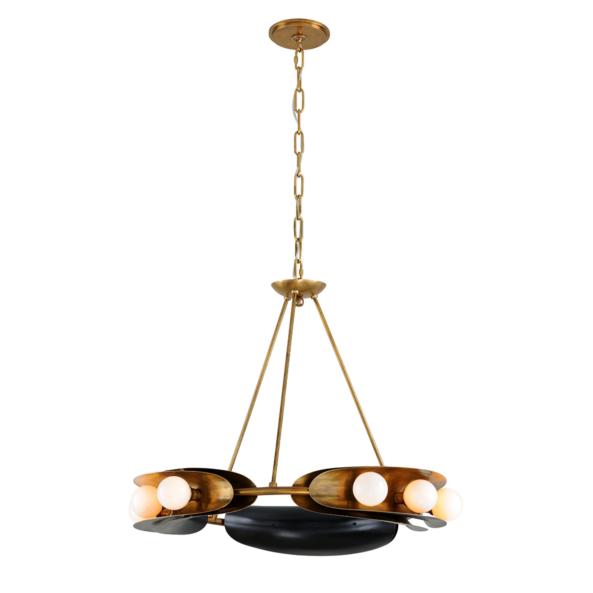 Hopper 9-Light Chandelier in Vintage Brass/Black Brass 32L x 32W x 25H
