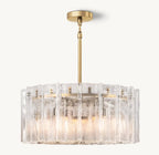 Lattice Clear Glass Round Chandelier 37"
