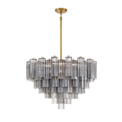 Addis 32'' Aged Brass Chandelier Gray 32"W x 21.5"H x 32"D