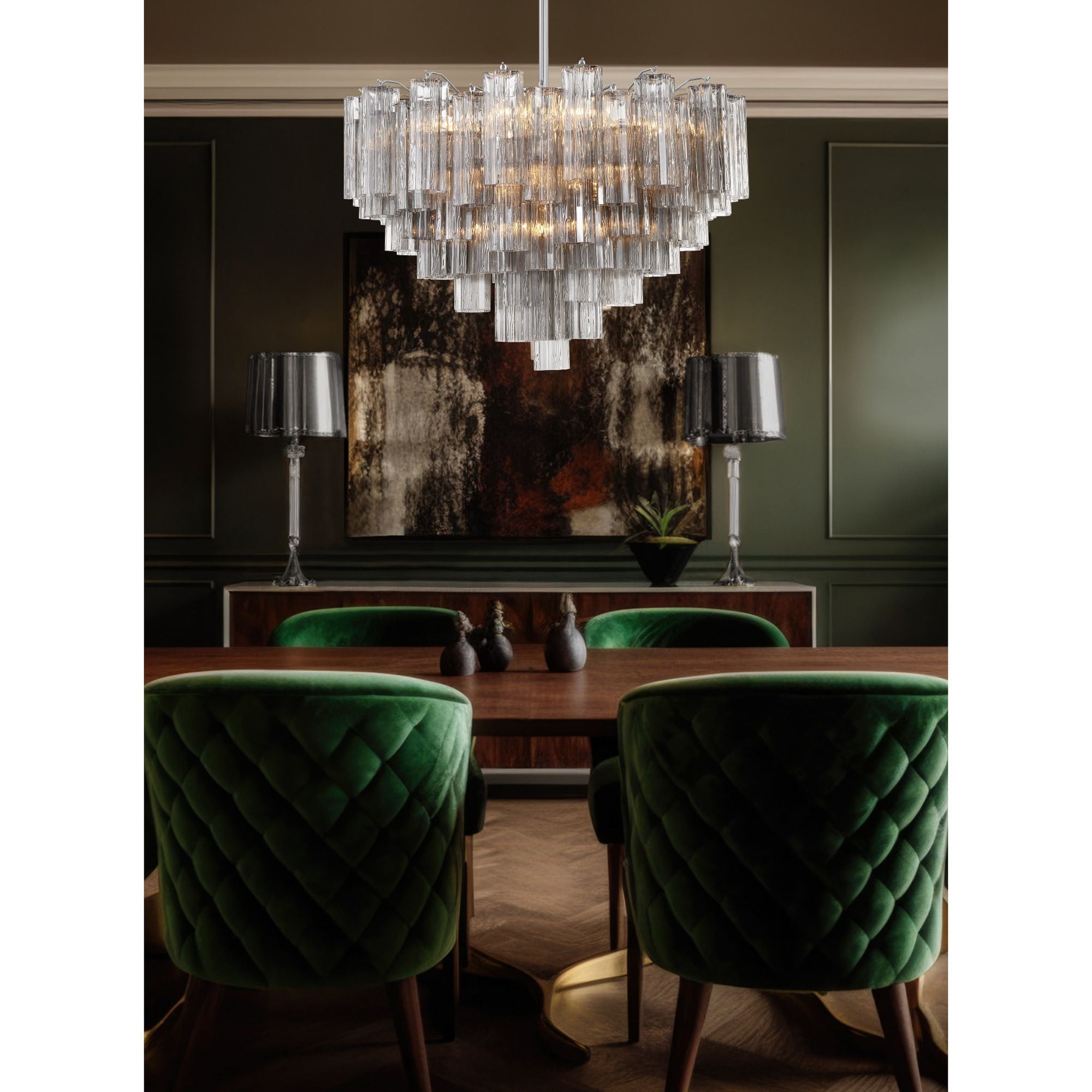 Addis 32'' Polished Chrome Chandelier Gray 32"W x 21.5"H x 32"D