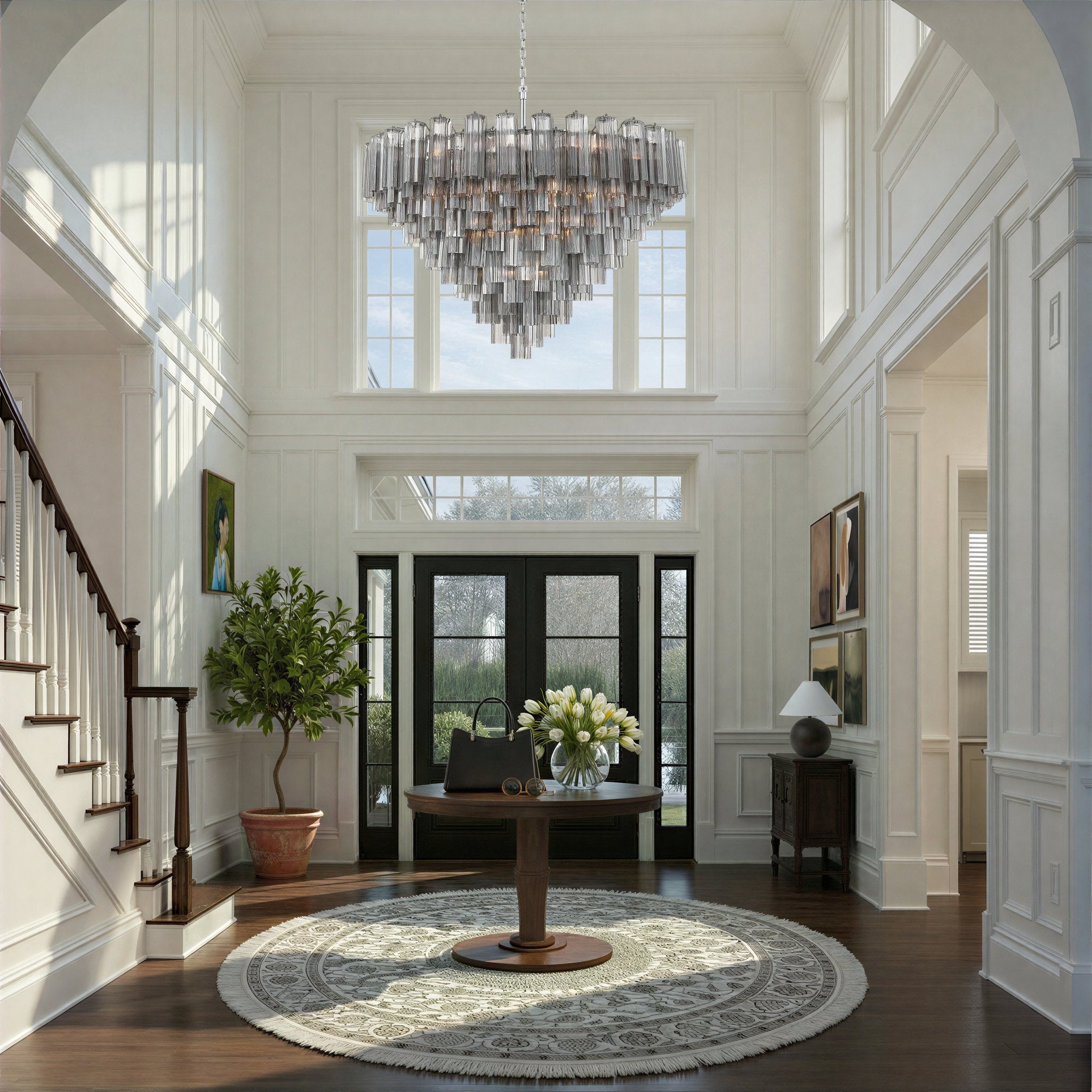 Addis 49'' Polished Chrome Chandelier Gray 49"W x 42.5"H x 49"D